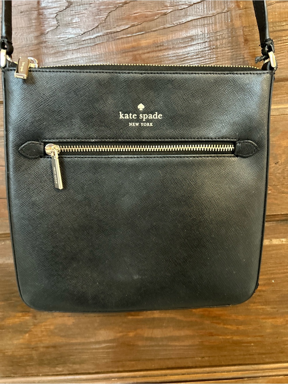 kate spade black crossbody with gold hardware